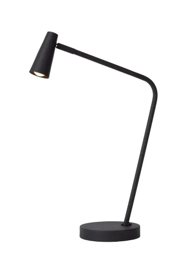 Настольная лампа офисная LED Stirling 36620/03/30 Lucide чёрная на 1 лампу, основание чёрное металл в стиле современный 