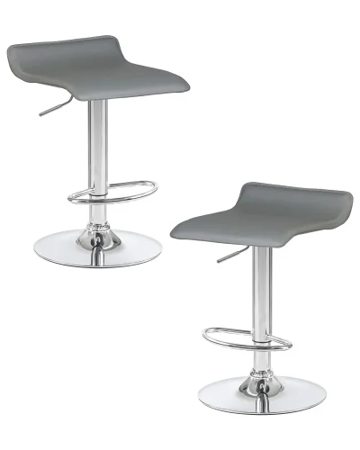 Стул барный набор 2 шт. SET-2 3013-LM TOMMY, цвет сиденья серый, цвет основания хром Dobrin, /экокожа, ножки/металл/хром, размеры - 620*830***385*405