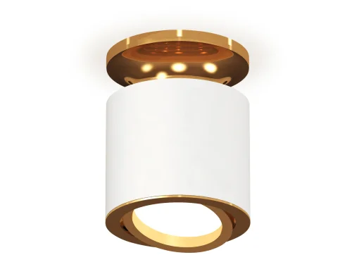 Светильник накладной XS7401120 Ambrella light белый 1 лампа, основание золотое в стиле хай-тек современный круглый