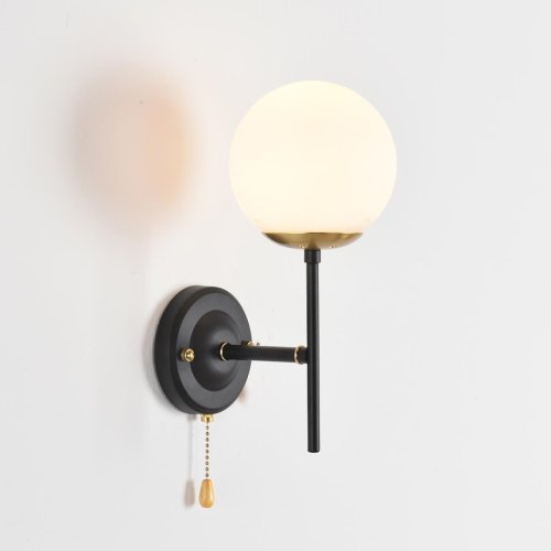 Бра с выключателем Elrona 8375/1W Lumion белый на 1 лампу, основание чёрное в стиле современный шар фото 4