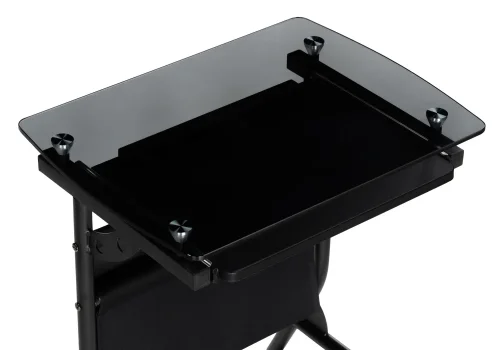 Компьютерный стол Riko black 15785 Woodville столешница чёрная из стекло фото 6
