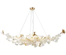 Люстра подвесная Сири 07868-10A,33 Kink Light белая на 10 ламп, основание золотое в стиле флористика современный молекула шар