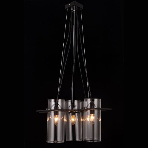 Люстра подвесная HELSINKI II 81022-5C MATT BLACK Natali Kovaltseva прозрачная на 5 ламп, основание чёрное в стиле модерн 