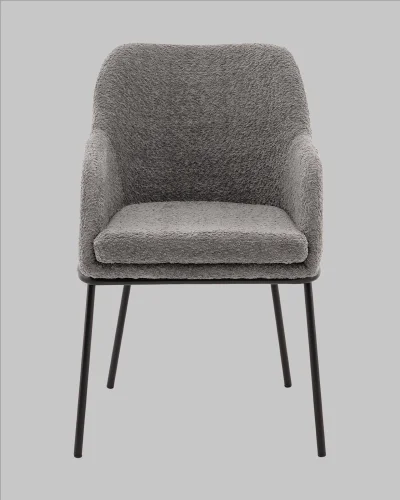 Стул с подлокотниками Кози new ткань букле тёмно-серый УТ000040878 Stool Group, серый/букле, ножки/металл/чёрный, размеры - ***** фото 2