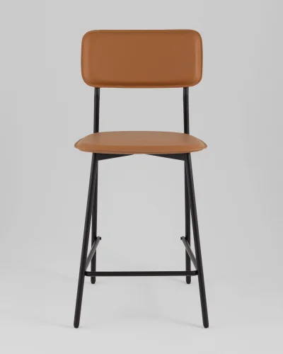 Стул барный Mikkie, коричневый УТ000039225 Stool Group, коричневый/экокожа, ножки/металл/чёрный, размеры - ***** фото 2