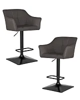 Стул барный набор 2 шт. SET-2 5033-LM RALF, цвет сиденья темно-серый (LAR-106D-26), цвет основания черный Dobrin, /текстиль, ножки/металл/чёрный, размеры - 900*1120***580*550