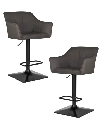 Стул барный набор 2 шт. SET-2 5033-LM RALF, цвет сиденья темно-серый (LAR-106D-26), цвет основания черный Dobrin, /текстиль, ножки/металл/чёрный, размеры - 900*1120***580*550 Стул барный набор 2 шт. SET-2 5033-LM RALF, цвет сиденья темно-серый (LAR-106D-26), цвет основания черный Dobrin, /текстиль, ножки/металл/чёрный, размеры - 900*1120***580*550