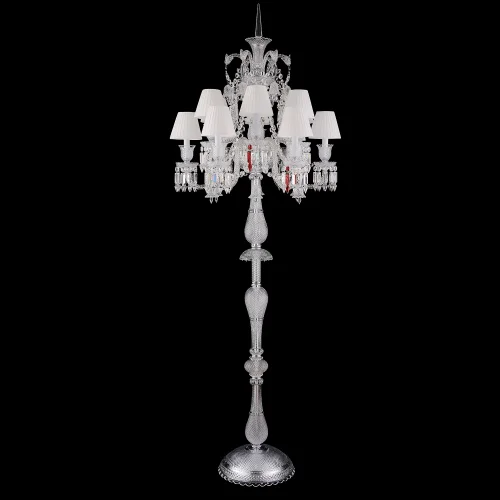 Торшер PRINCESS PT12 Crystal Lux прозрачный белый на 12 ламп, основание прозрачное хром в стиле классический 