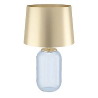 Настольная лампа Cuite 390064 Eglo матовая латунь 1 лампа, основание голубое стекло металл в стиле современный 