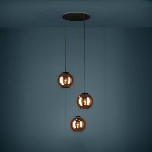 Светильник подвесной Cordoba 390094 Eglo медь 3 лампы, основание чёрное в стиле современный каскад фото 3