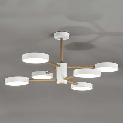 Люстра потолочная LED с пультом Astrid 10236/6LED Escada белая на 1 лампу, основание белое бежевое в стиле скандинавский с пультом фото 3