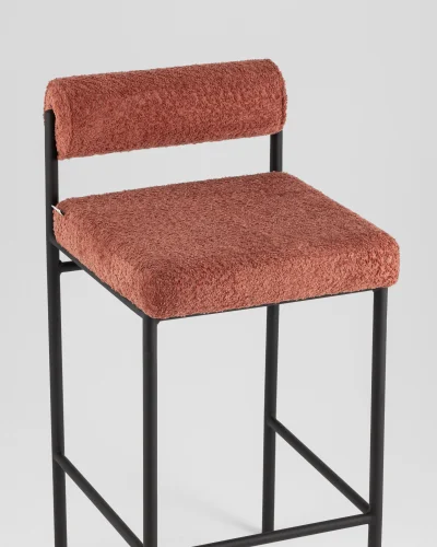 Стул полубарный Балла букле коралловый УТ000041908 Stool Group, красный/букле, ножки/металл/чёрный, размеры - ***** фото 6 Стул полубарный Балла букле коралловый УТ000041908 Stool Group, красный/букле, ножки/металл/чёрный, размеры - ***** фото 6