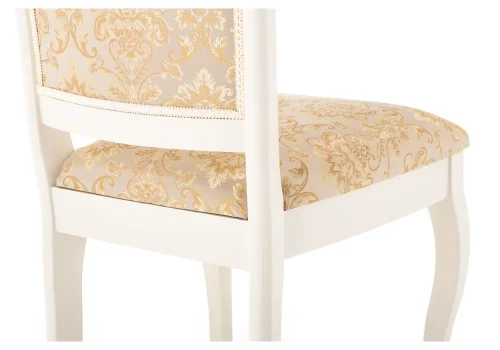 Деревянный стул Луиджи бежевый 318618 Woodville, бежевый/ткань, ножки/массив березы дерево/белый, размеры - ****440*520 фото 5