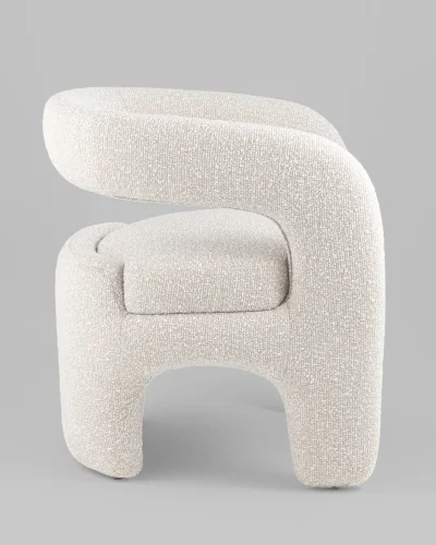 Кресло лаунж Bones, жемчужный УТ000038993 Stool Group, белый/букле, ножки//белый, размеры - ****700*630мм фото 5