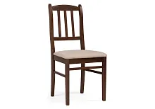 Деревянный стул Мириел темный орех / сливочный раф 527066 Woodville, бежевый/ткань, ножки/дерево массив березы/орех, размеры - ****450*500