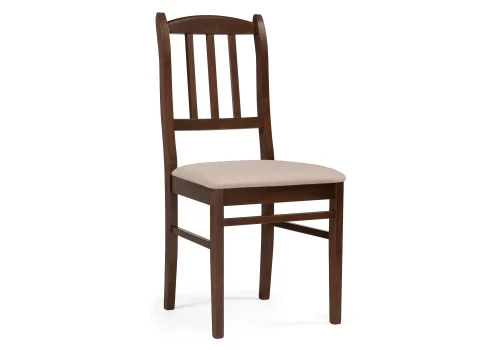 Деревянный стул Мириел темный орех / сливочный раф 527066 Woodville, бежевый/ткань, ножки/массив березы дерево/орех, размеры - ****450*500