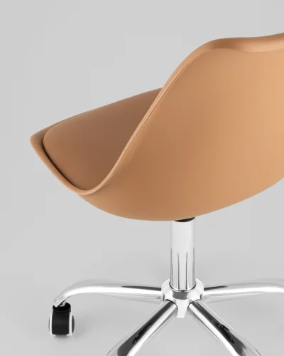 Стул BLOK SN, пластиковый коричневый УТ000039790 Stool Group, коричневый/экокожа пластик, ножки/металл/хром, размеры - 830*950***485*545 фото 3