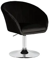 Кресло дизайнерское  8600-LM,  цвет сиденья черный велюр (1922-21), цвет основания хром Dobrin, чёрный/велюр, ножки/металл/хром, размеры - 750*900***600*570