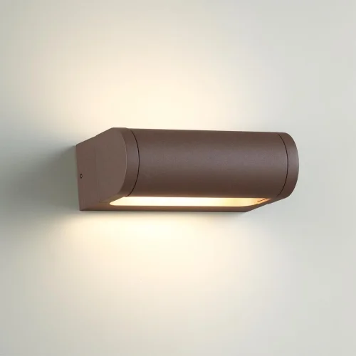 Настенный светильник LED уличный Twinset 7118/12WL Odeon Light уличный IP65 коричневый на 1 лампу, плафон коричневый в стиле хай-тек современный LED фото 4