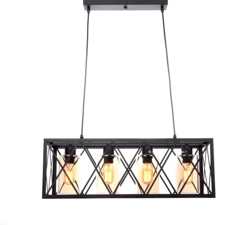 Светильник подвесной лофт Nortis LDP 11535-4 BK Lumina Deco янтарный 4 лампы, основание чёрное в стиле лофт 