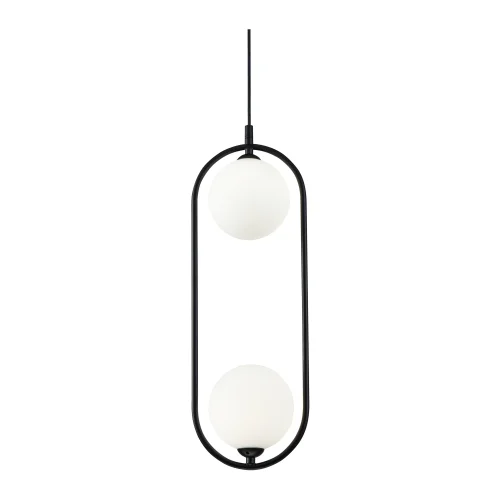 Светильник подвесной Ring MOD013PL-02B Maytoni белый на 2 лампы, основание чёрное в стиле современный шар фото 2 Светильник подвесной Ring MOD013PL-02B Maytoni белый на 2 лампы, основание чёрное в стиле современный шар фото 2