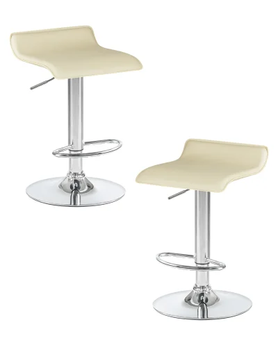 Стул барный набор 2 шт. SET-2 3013-LM TOMMY, цвет сиденья кремовый, цвет основания хром Dobrin, /экокожа, ножки/металл/хром, размеры - 620*830***385*405