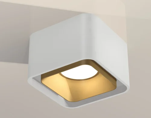 Светильник накладной XS7832004 Ambrella light золотой белый 1 лампа, основание белое в стиле хай-тек современный квадратный фото 3