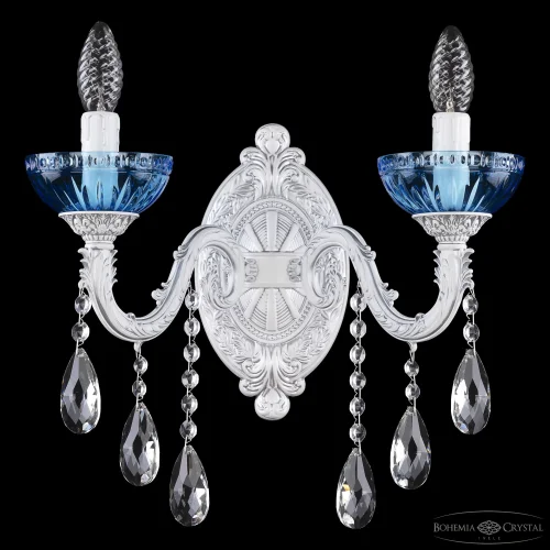 Бра AL7901B10/2/175 B WMN P Aquamarine/M-1G Bohemia Ivele Crystal без плафона синий голубой на 2 лампы, основание белое никель патина в стиле классический sp фото 6