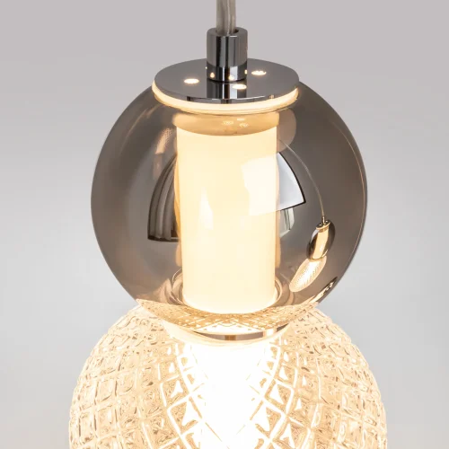 Светильник подвесной LED Drop MOD273PL-L33CH3K Maytoni серый янтарный на 3 лампы, основание хром в стиле современный каскад фото 4
