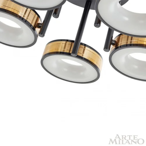 Люстра потолочная LED Ferrara-71040 271040/5R BK/GD Arte Milano белая на 1 лампу, основание чёрное в стиле современный хай-тек фото 6