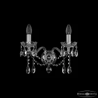 Бра 1413B/2/165 Ni Bohemia Ivele Crystal без плафона 2 лампы, основание прозрачное никель в стиле классический sp