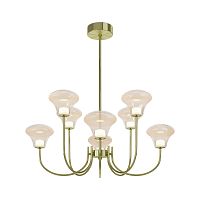 Светильник подвесной LED Dynasty MOD402PL-L30BS3K Maytoni янтарный на 8 ламп, основание латунь в стиле современный арт-деко 