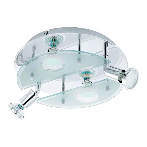 Люстра потолочная LED CABO 1 93085 Eglo прозрачная белая на 4 лампы, основание хром серое в стиле современный 
