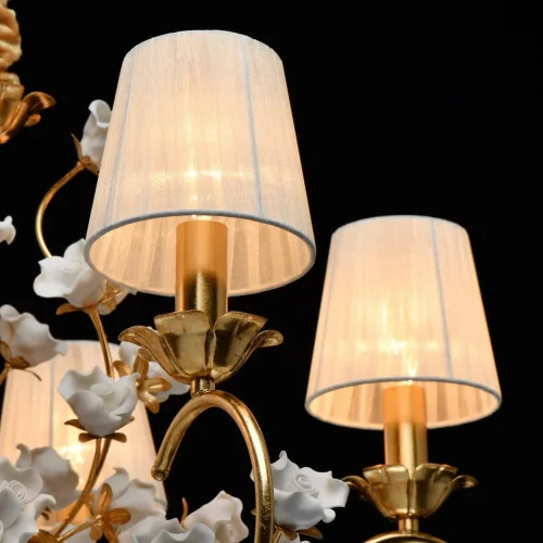Люстра подвесная Сицилия 282011905 Chiaro белая на 5 ламп, основание золотое в стиле классический флористика  фото 6