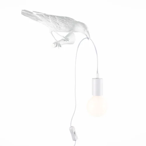 Бра с выключателем в розетку Gavi SLE115301-01 Evoluce без плафона на 1 лампа, основание белое в стиле современный птички