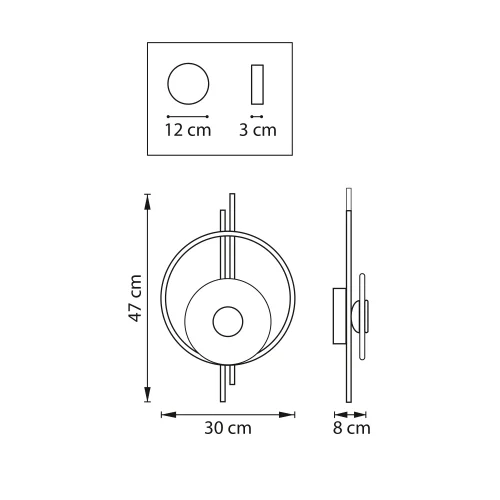 Бра LED Erica 609622 Lightstar прозрачный на 1 лампу, основание золотое чёрное в стиле современный арт-деко фото 2