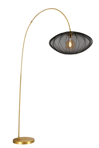 Торшер Corina 03747/60/30 Lucide изогнутый чёрный 1 лампа, основание матовое золото латунь в стиле современный винтаж
