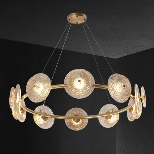 Люстра подвесная AGAPI CH 197775-23 ImperiumLoft прозрачная на 10 ламп, основание латунь в стиле современный фото 3