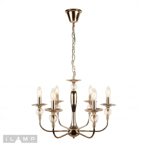 Люстра подвесная Aura 1030-6GD iLamp без плафона на 6 ламп, основание золотое в стиле американский современный 