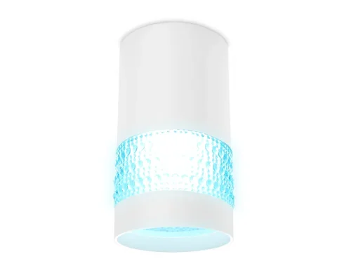Светильник накладной TN371 Ambrella light белый голубой 1 лампа, основание белое в стиле хай-тек современный круглый