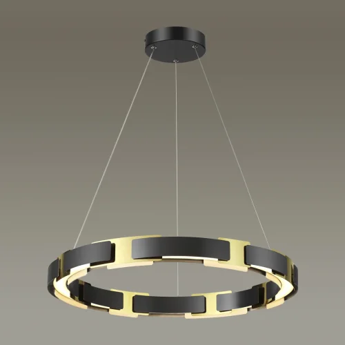 Светильник подвесной LED Fierro 4991/55L Odeon Light чёрный 1 лампа, основание чёрное в стиле хай-тек модерн кольца фото 4