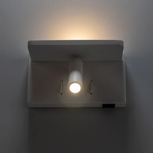 Бра с выключателем LED с беспроводной зарядкой Декарт CL704370 Citilux белый на 1 лампа, основание белое в стиле современный хай-тек с полкой для чтения с беспроводной зарядкой фото 12