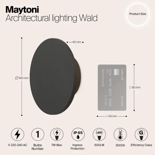 Бра LED Wald O420WL-L7GF Maytoni чёрный на 1 лампу, основание чёрное в стиле современный хай-тек фото 3