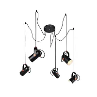 Светильник подвесной Ampolla 2007-5P Favourite чёрный 5 ламп, основание чёрное в стиле современный паук