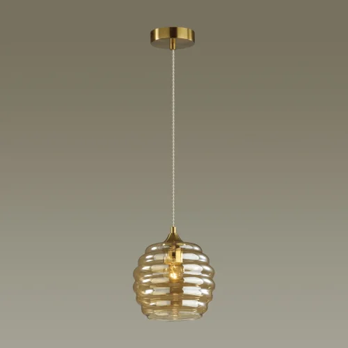 Светильник подвесной Monty 5285/1 Lumion янтарный 1 лампа, основание латунь в стиле современный  фото 3