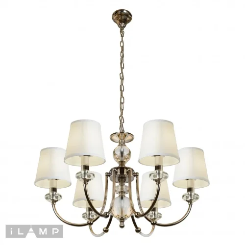 Люстра подвесная Magic P2344-6 nic iLamp белая на 6 ламп, основание никель в стиле современный американский 