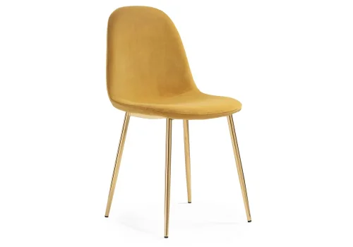 Стул на металлокаркасе Lilu 1 yellow / gold 15371 Woodville, жёлтый/велюр, ножки/металл/золотой, размеры - ****430*530