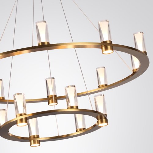 Люстра подвесная LED Defance 7144/110L Odeon Light прозрачная на 16 ламп, основание бронзовое в стиле современный классический кольца фото 5