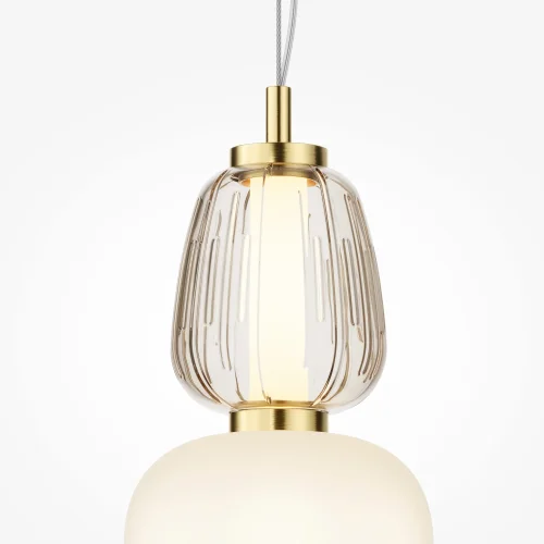 Светильник подвесной LED Pattern MOD267PL-L28G3K Maytoni белый прозрачный 1 лампа, основание золотое в стиле современный арт-деко  фото 3