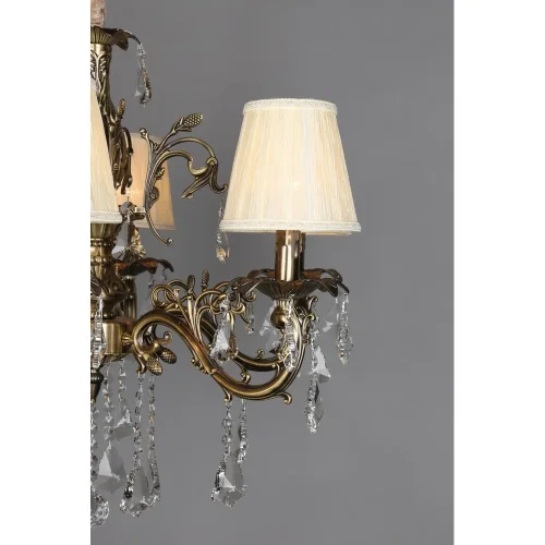 Люстра подвесная Catanzaro OML-30813-06 Omnilux бежевая на 6 ламп, основание бронзовое в стиле классический фото 4